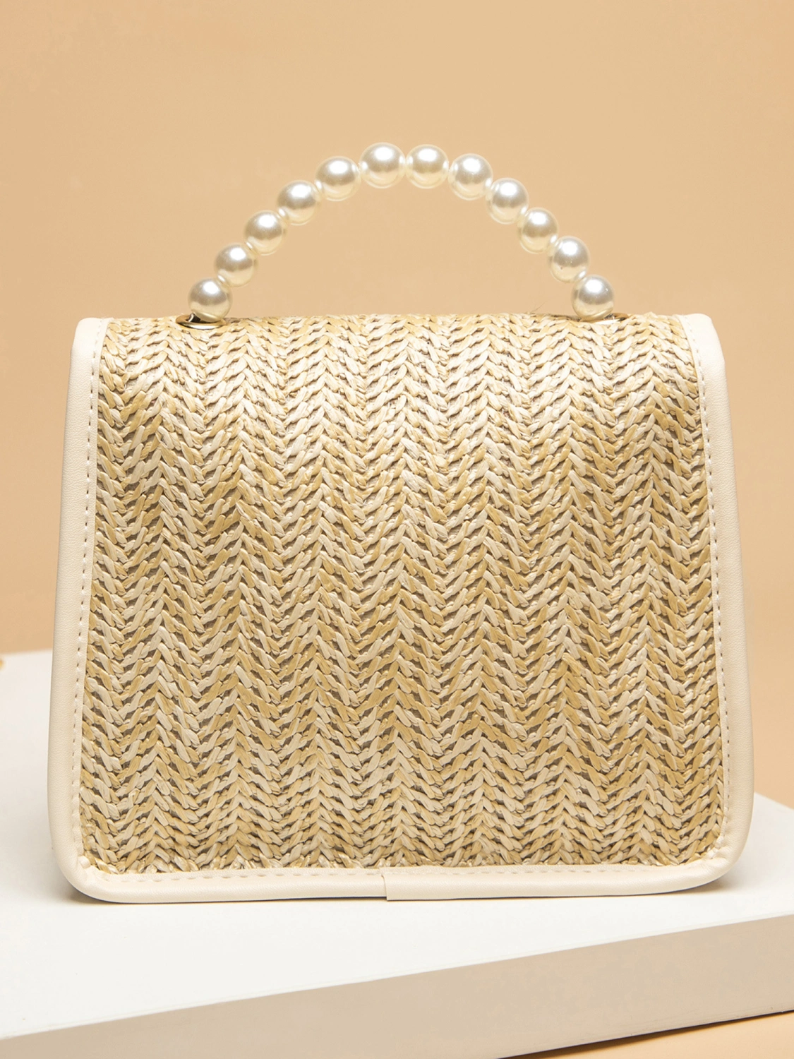 Ladies Sweet Style Messenger Bag, Faux Pearl Hand Grip Handbag