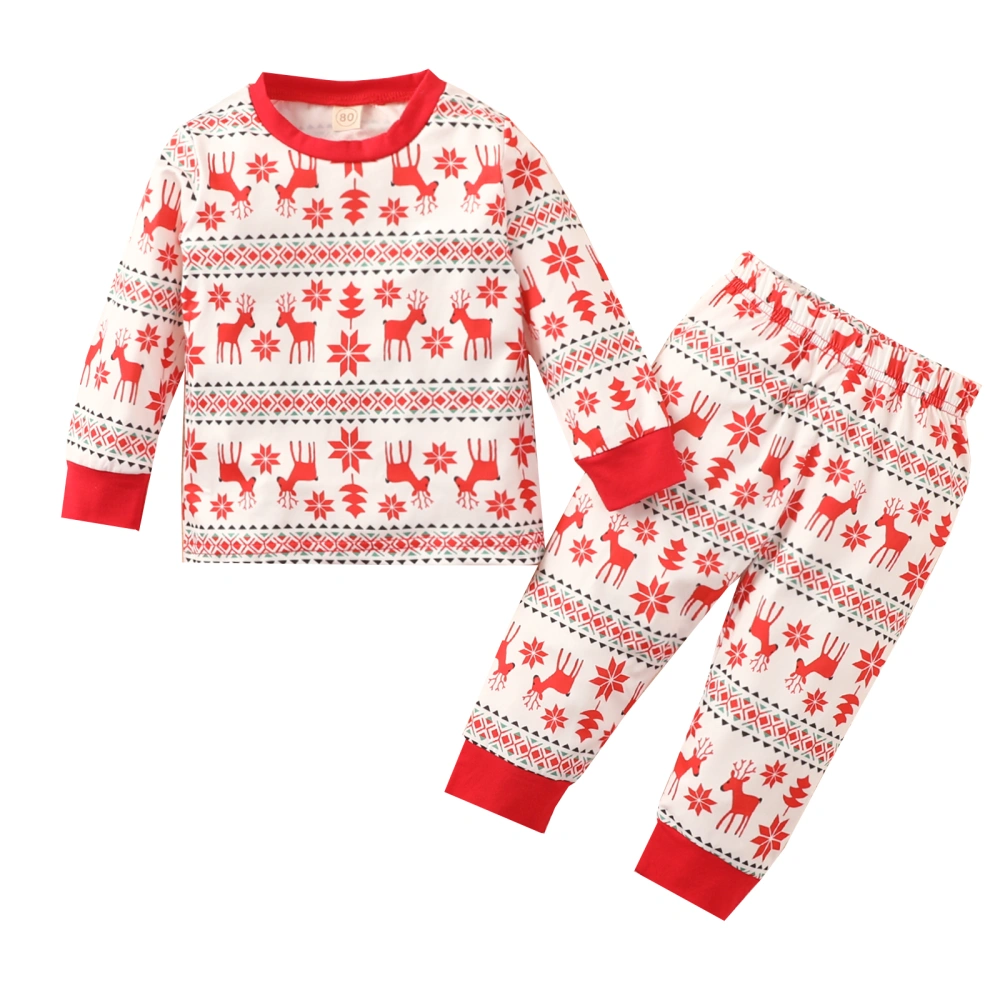 Baby Christmas Long Sleeve + Trousers, Elk Snowflake Pattern 