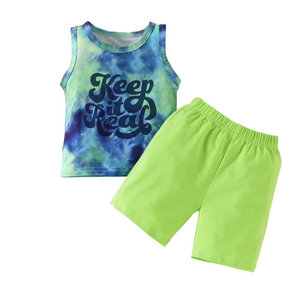 Baby Boy Summer Outfits Tie-dye Letter Print Tank Tops and Shorts Set