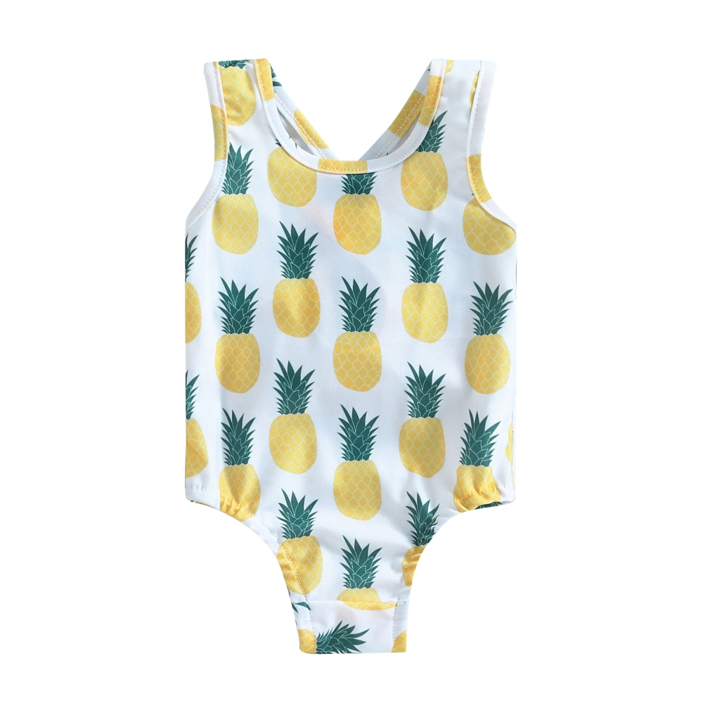 Baby Girls Summer Sleeveless O Neck Pineapple Print Bathing Suit