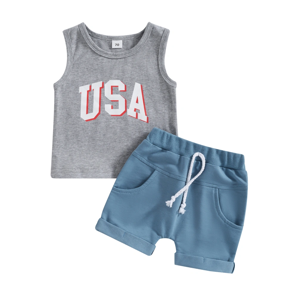 Independence Day Infant Boys Clothes Suits Tank Tops Shorts Set