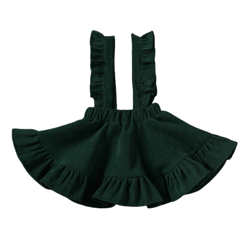 Suspender Skirt, Solid Color Ruffle Strap Corduroy One-piece