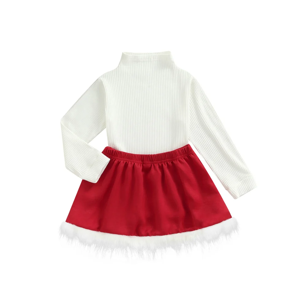 Casual Ribbed Long Sleeve High Collar Pullover + Color Block Skirt