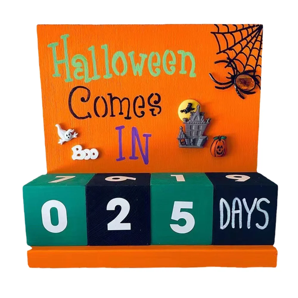 Halloween Advent Calendar Wooden Countdown Calendar Ornaments 