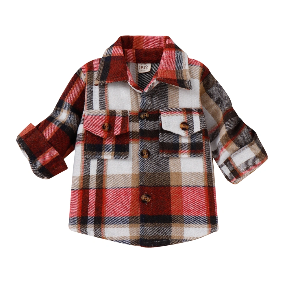 Kids Girls Plaid Shirt Jacket Autumn Casual Button Up Jackets Coat 