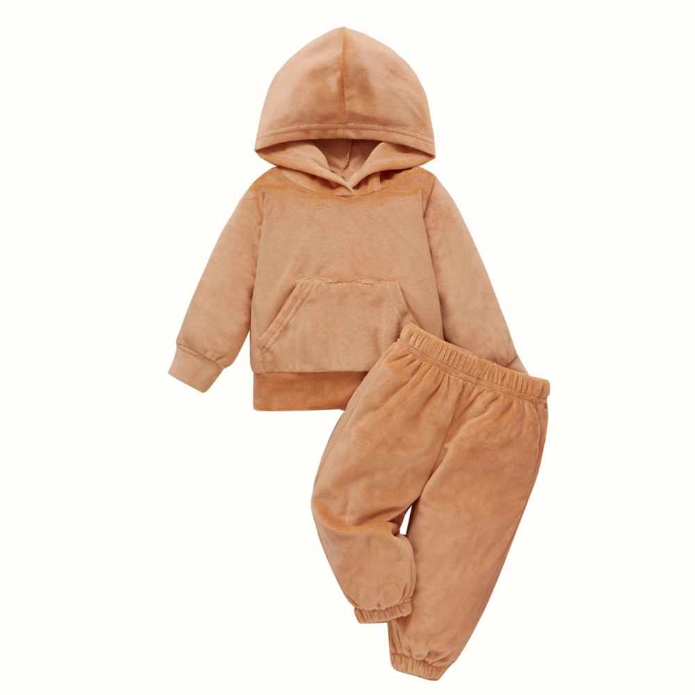 Children Casual Clothes Set, Solid Color Hooded Pullover and Trousers