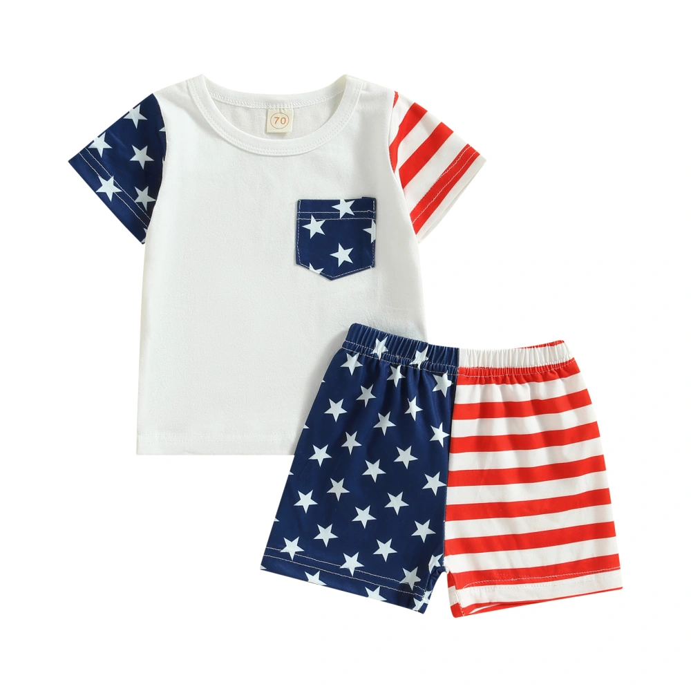 Independence Day Baby Clothes Star Stripe Print T-Shirts Shorts Set