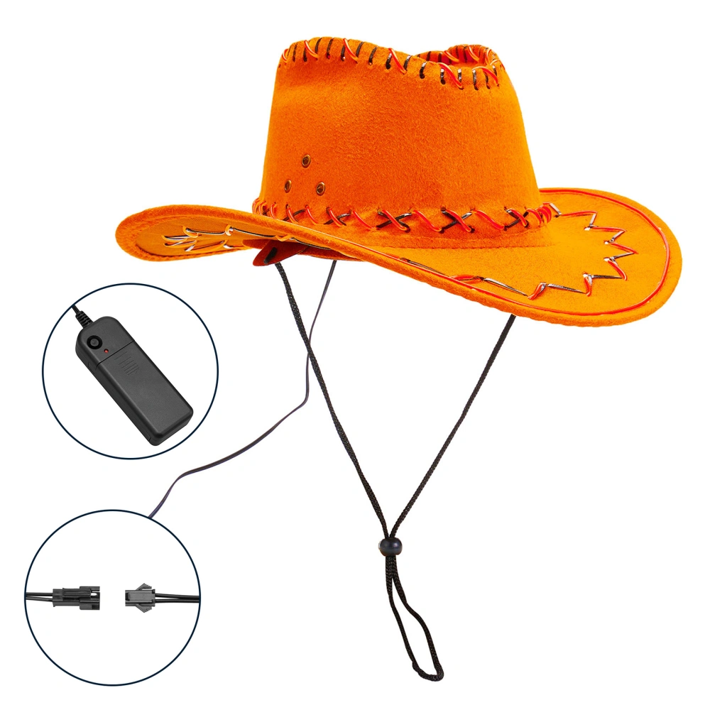 Women Men Western Cowboy Hat Light up Cowgirl Hat for Rave Party