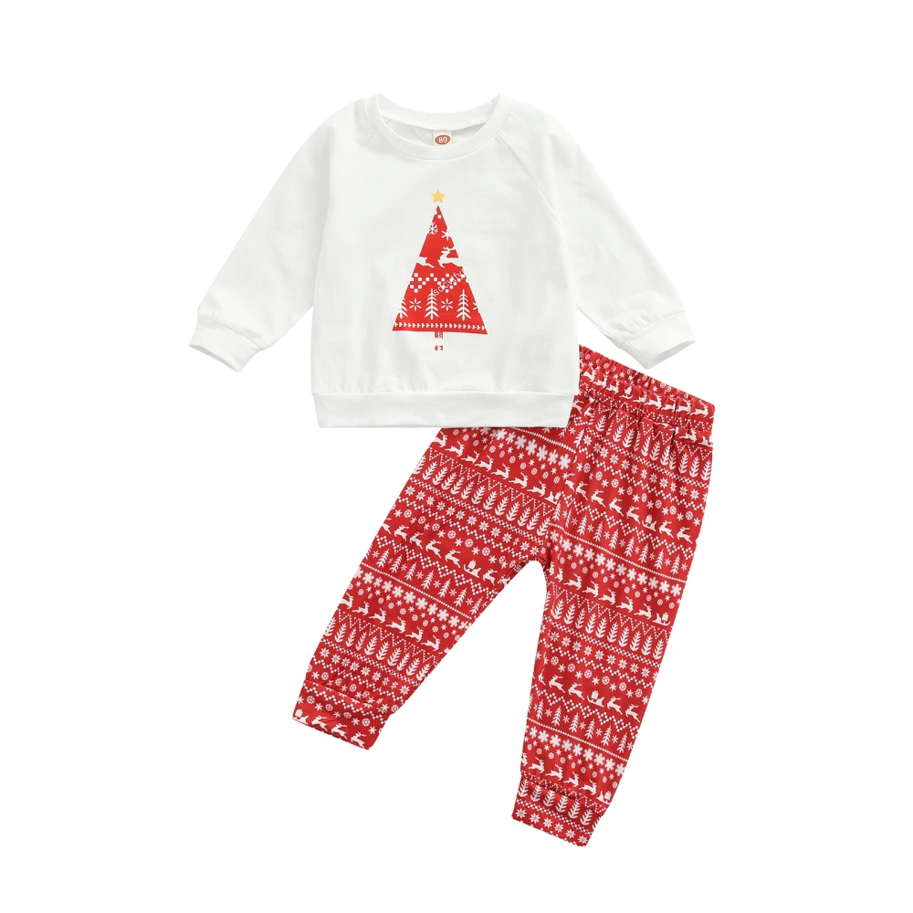 Newborn Baby Girls Clothes Christmas Print Pullover Tops and Pants