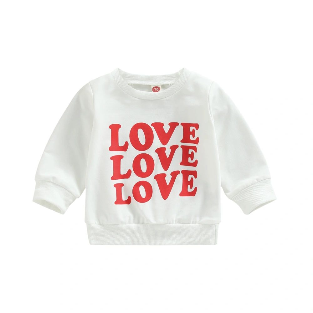 Baby Valentine’s Day Sweatshirt, Long Sleeve Heart Letter Print Tops