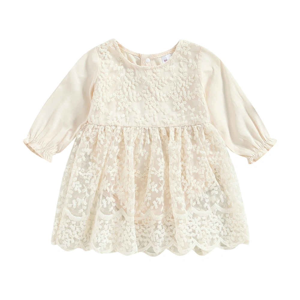 Baby Girls Romper Dress Casual Floral Lace Long Sleeves Jumpsuits 