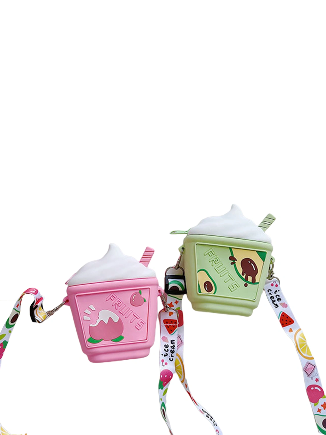 Kids Messenger Bag, Fruit Print Ice Cream Shaped Shoulder Bag