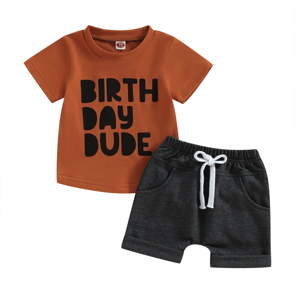 Baby Boys Shorts Set, Short Sleeve Letters Print T-shirt with Shorts