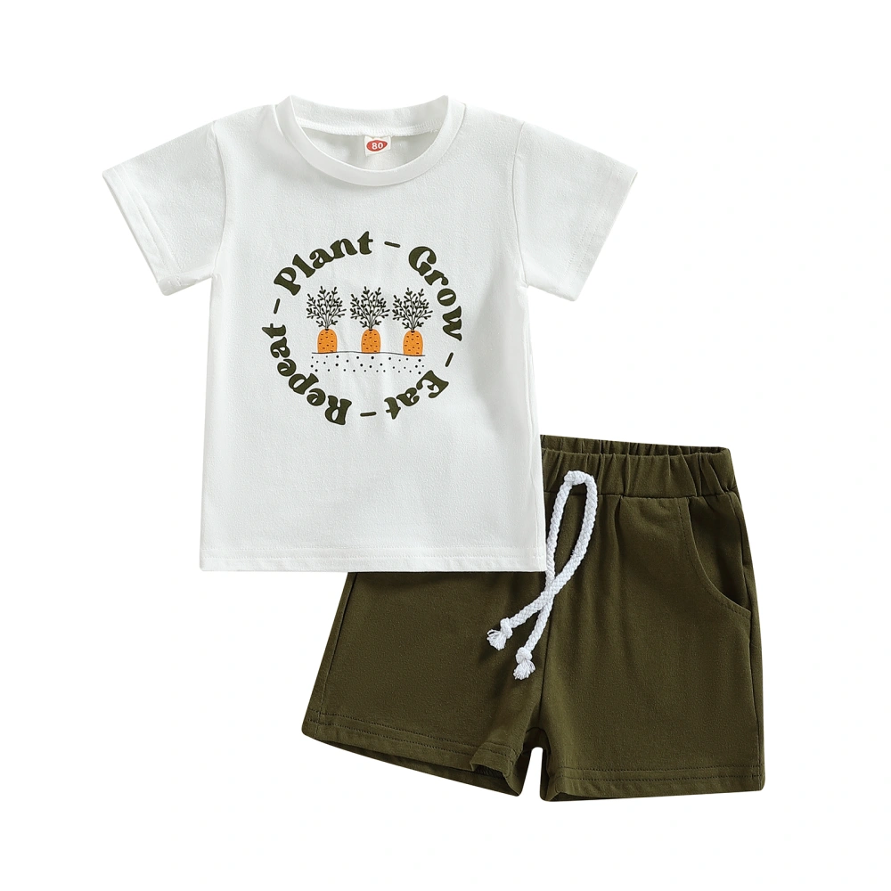 Kids Baby Boys Summer Outfits Letter Print T-shirt and Elastic Shorts 