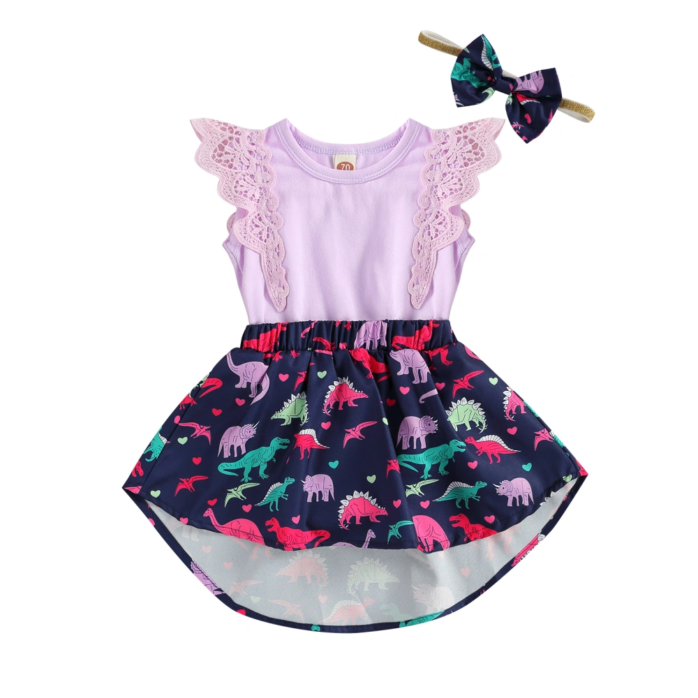 Baby Girls Clothes Set, Sleeveless Round Collar Dress and Headdress