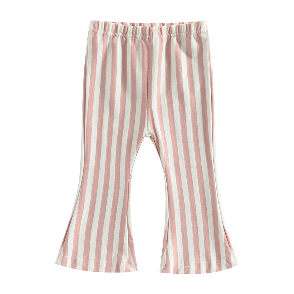 Kids Girls Flare Pants Elastic Waist Striped Trousers for Casual Daily