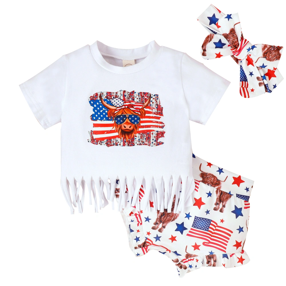 Independence Day Clothes T-Shirts Flag Star Stripe Shorts Headband