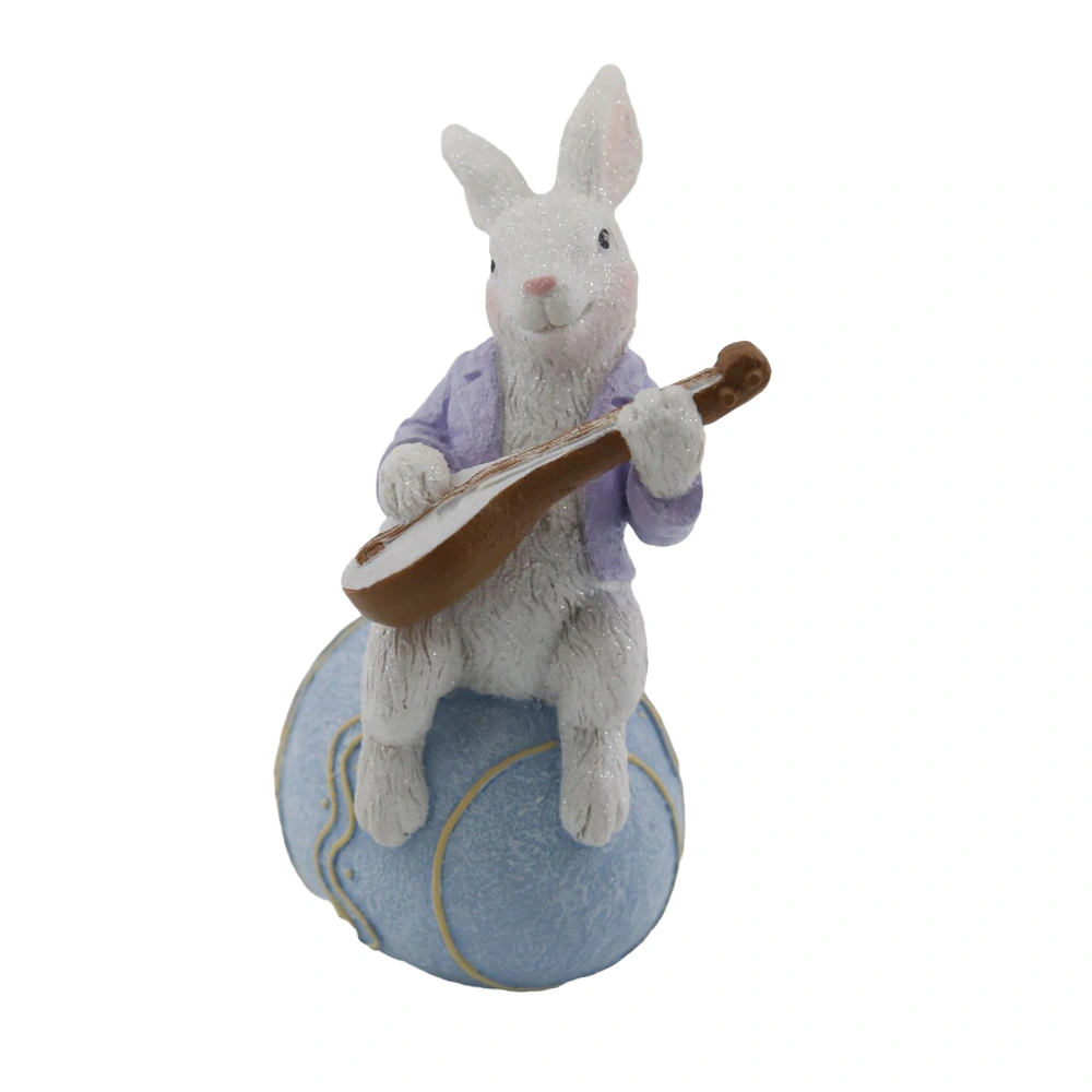 Easter Bunny Decoration, Cute Musician Rabbit Statues with Easter Eggs