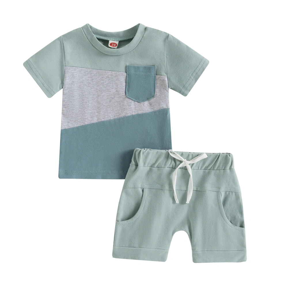 Baby Boys Shorts Set Short Sleeve Contrast Color T-shirt + Shorts