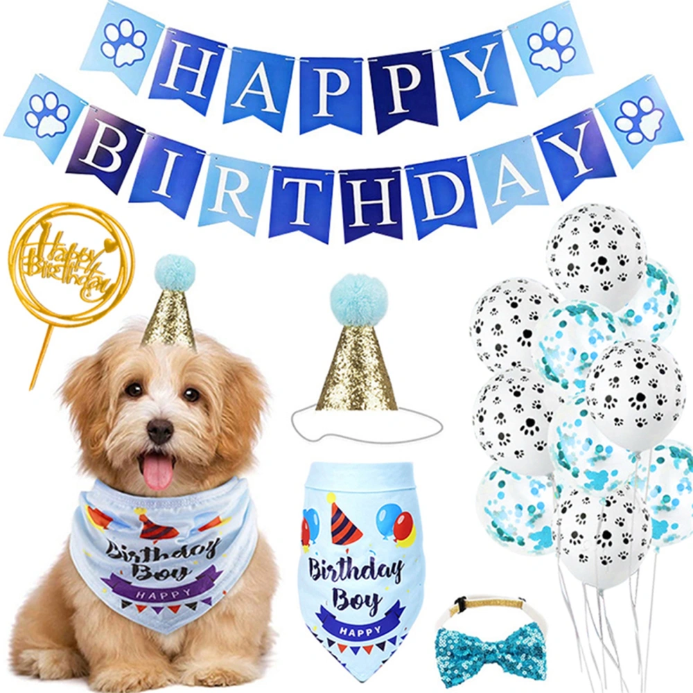 Pet Birthday Party Suppy Scarf Hat Bow Tie Banner Cake Topper Balloons