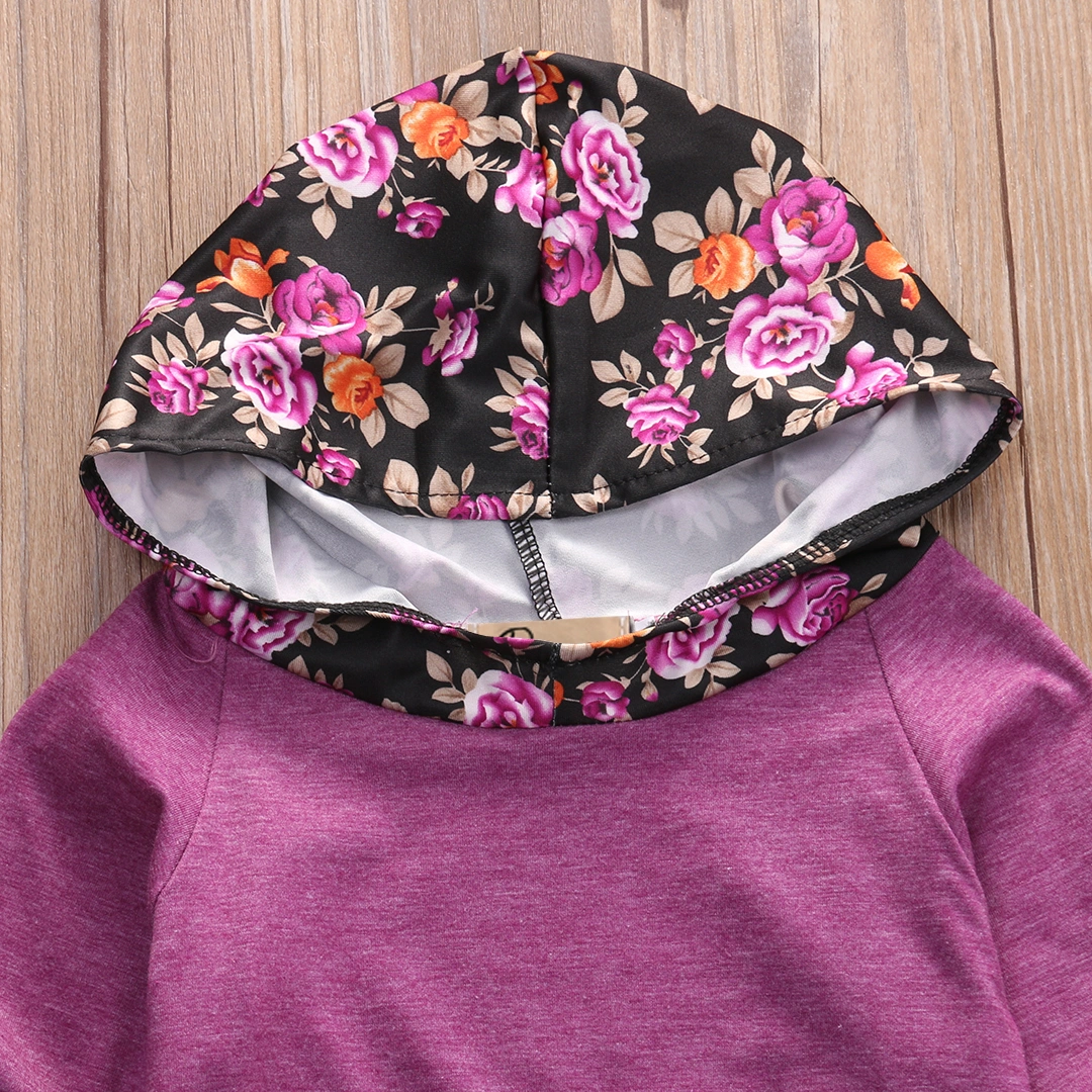 Baby Boy and Girl Clothes Set Floral Hooded Tops Pants Outfits