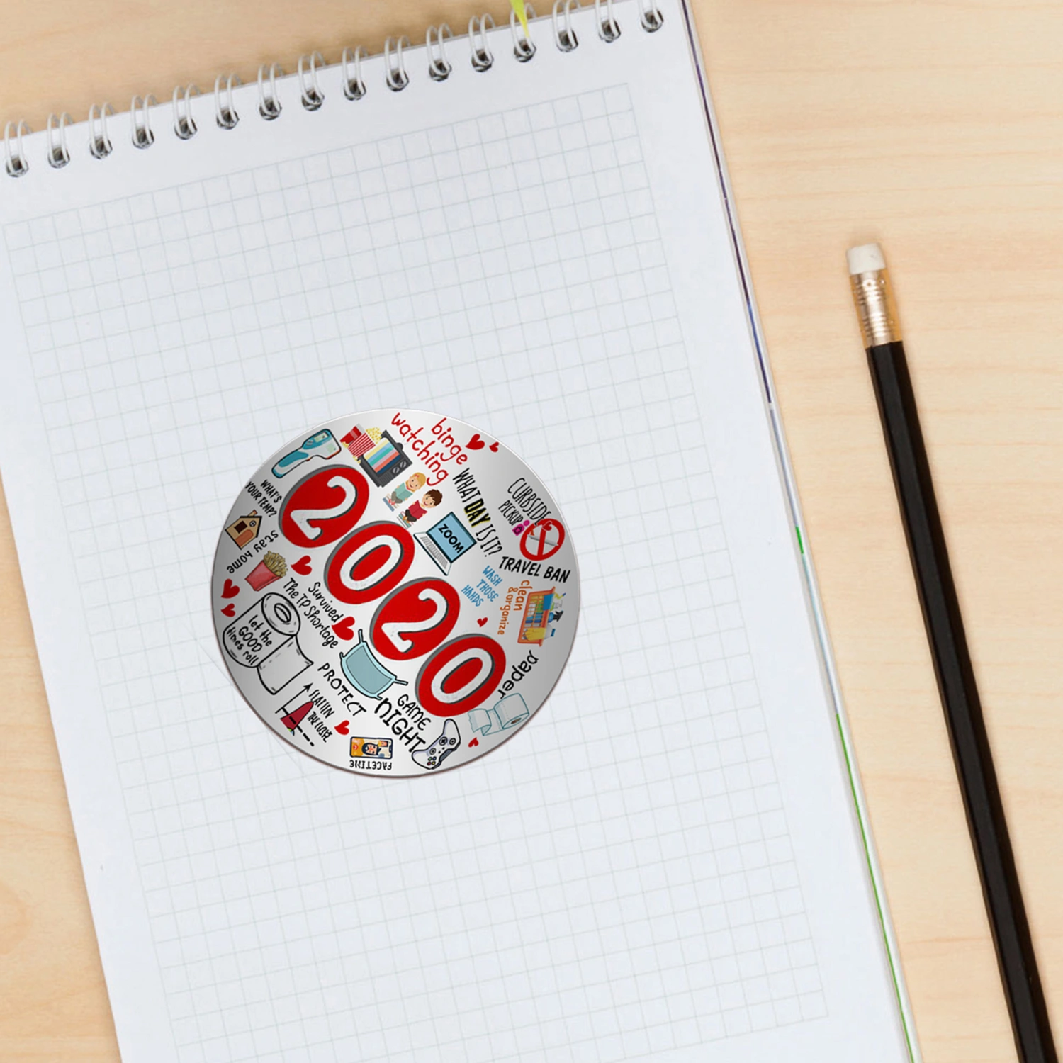 Round Commemorative Coin, 2020/2021 Cartoon Acrylic Souvenir Coin