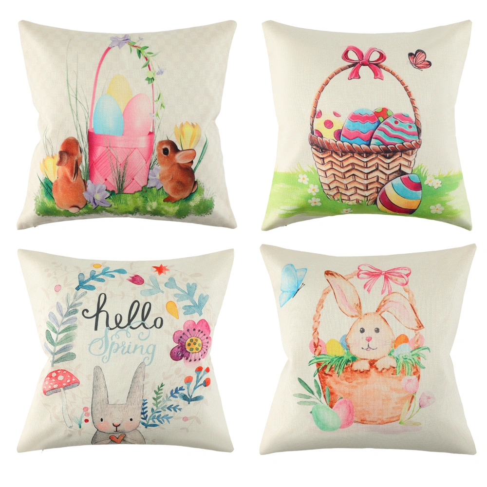 Spring Pillow Covers, Rabbit Easter Egg Throw Cushion Covers