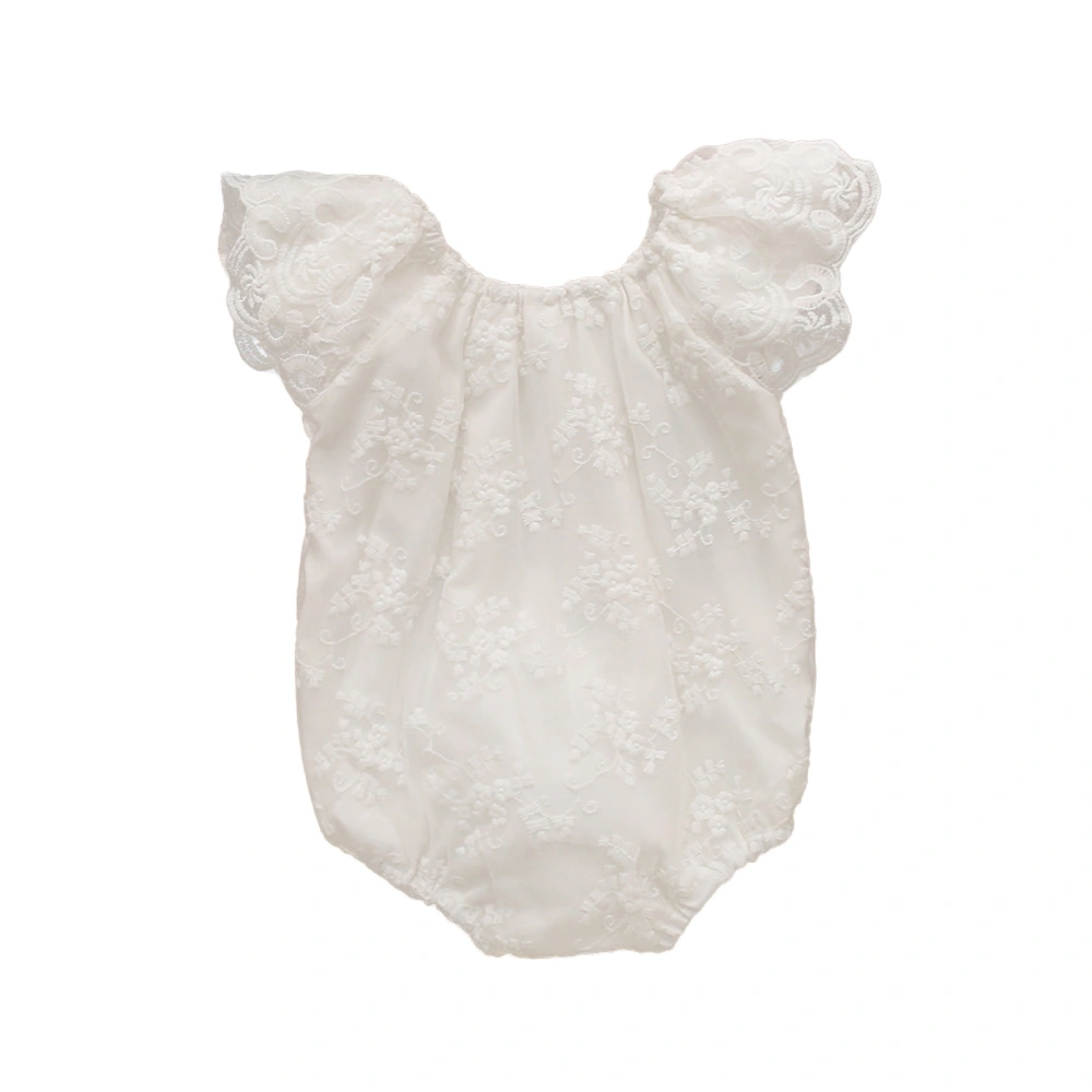 Toddler Baby Lace Decoration Bodysuit, Infants Flying Sleeve Romper