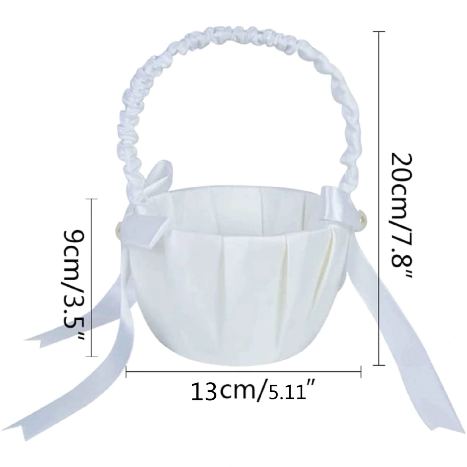 Wedding Basket Satin Bowknot Faux Pearl Flower Girl Baskets 