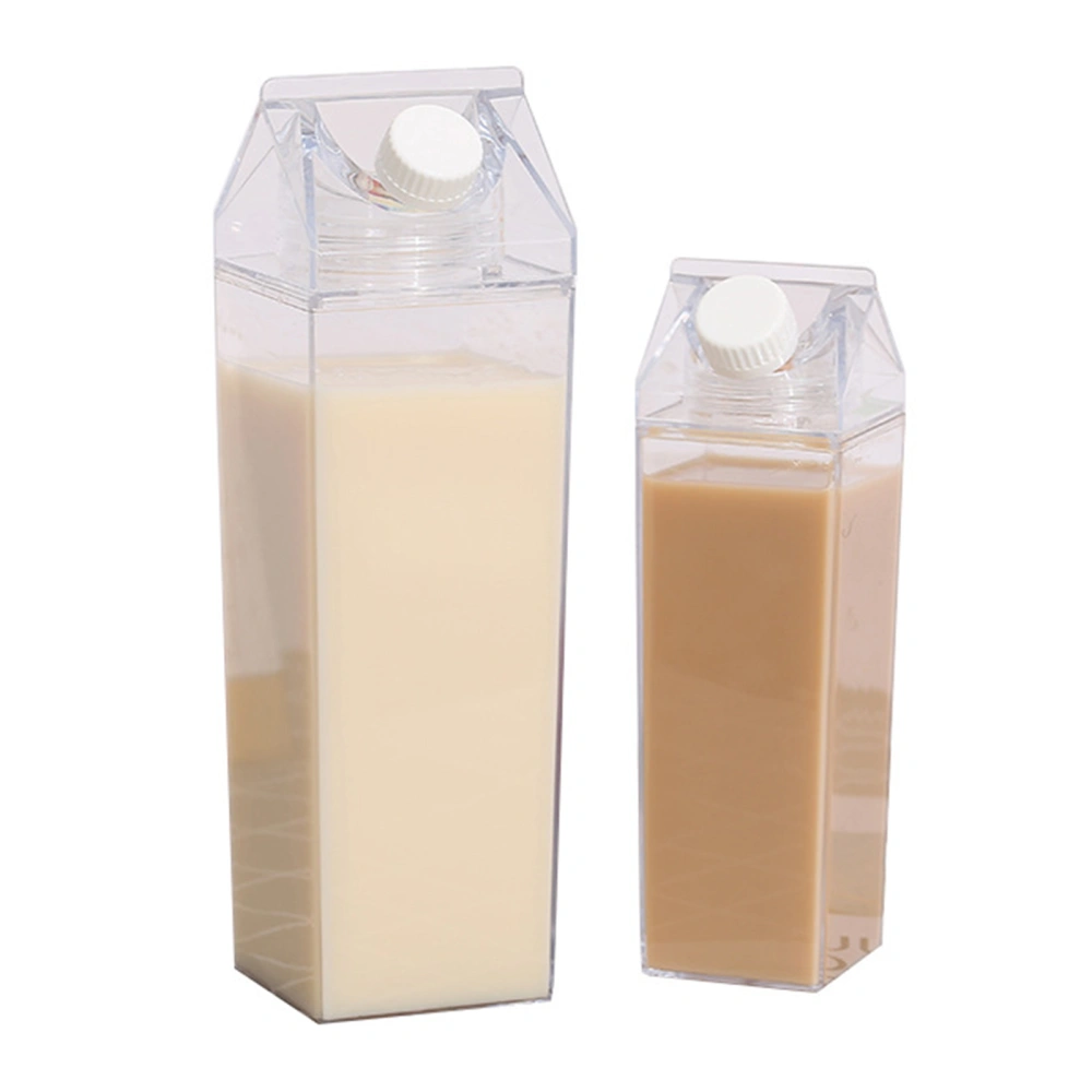 Plastic Milk Box, Clear Milk Carton Water Bottle Portable Juice Jug 