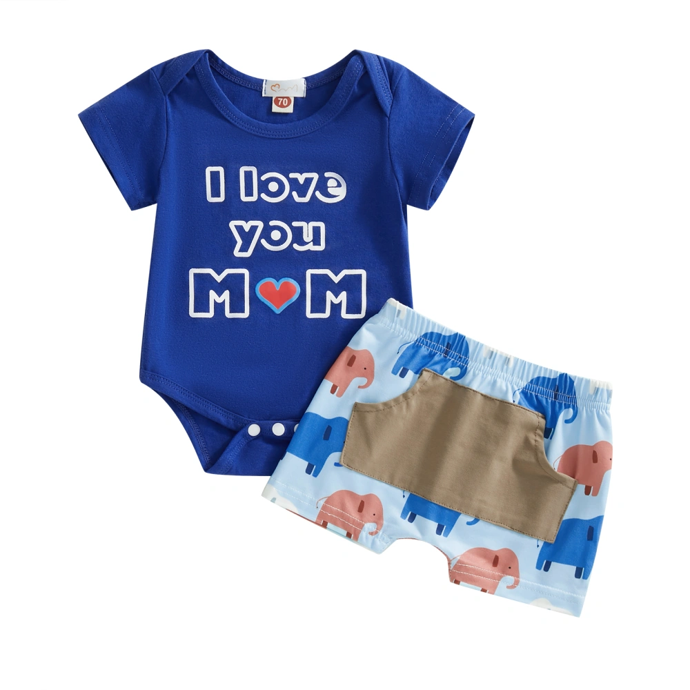 Infant Boys Summer Clothes Outfits Letter Print Romper Shorts Suit