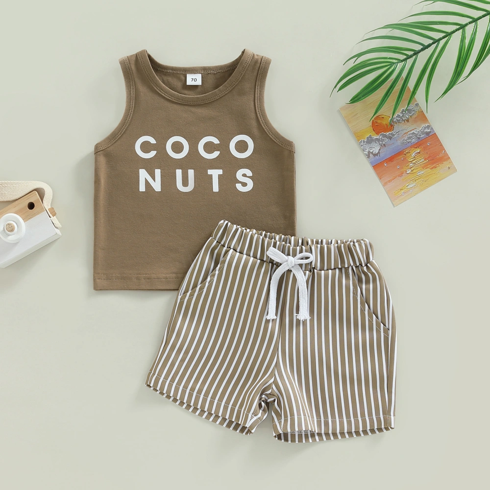 Baby Boy Summer Outfits Letter Print Tank Tops and Striped Shorts Set