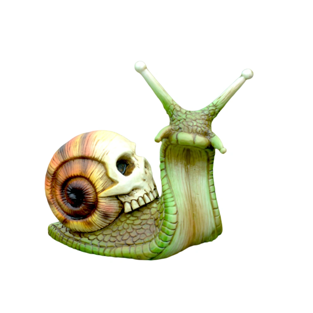 Snail Garden Decor, Resin Skull Outdoor Sculpture Halloween Figurine