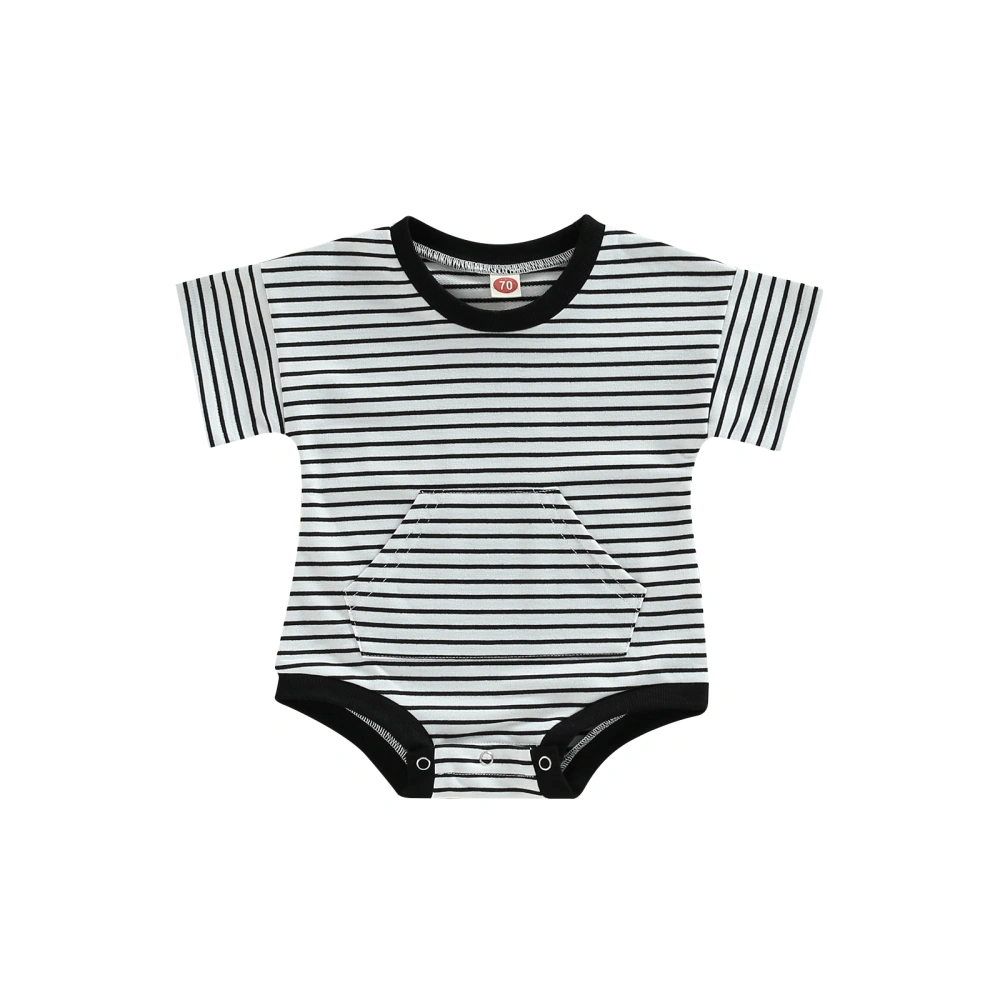 Newborn Summer Jumpsuit Casual Striped Short Sleeve Round Neck Romper 