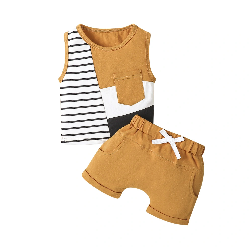 Baby Boys Shorts Set, Striped Tank Top with Elastic Waist Shorts