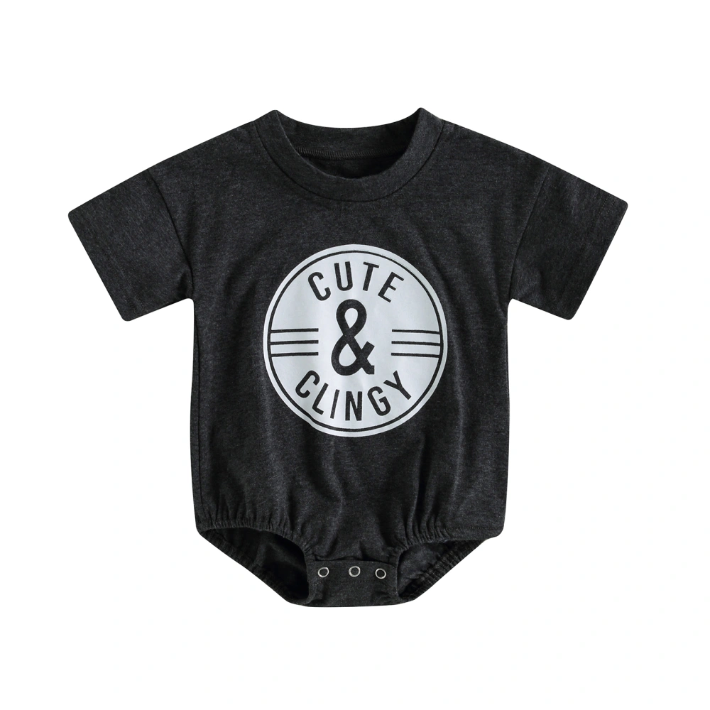 Baby Boys Summer Short Sleeve Round Neck Letter Circle Print Playsuit