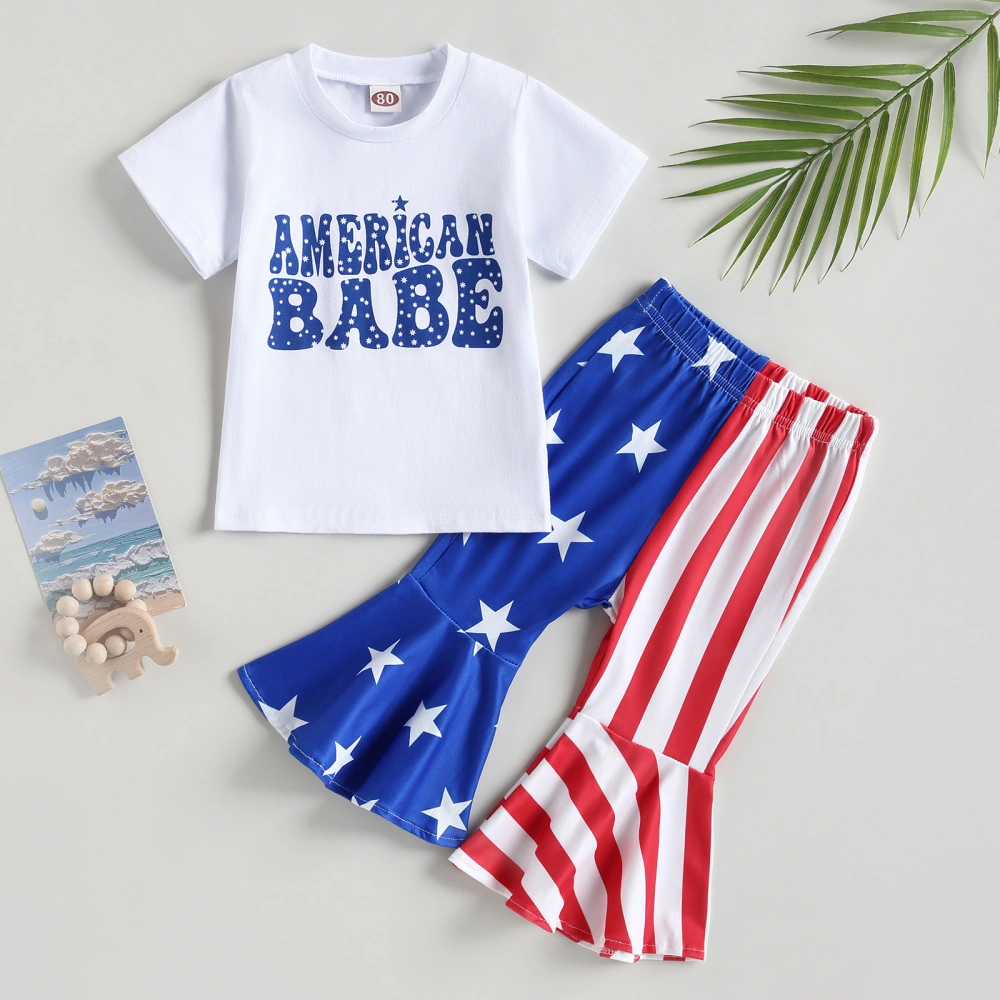 Independence Day Baby Girls Outfits T-shirt and Elastic Flare Pants