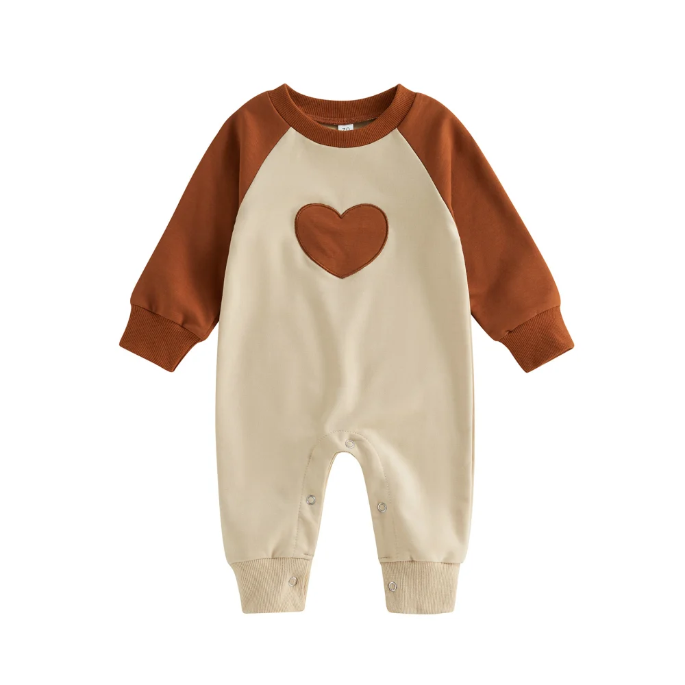 Infant Baby Valentine's Day Jumpsuit, Long Sleeve Heart Print Romper