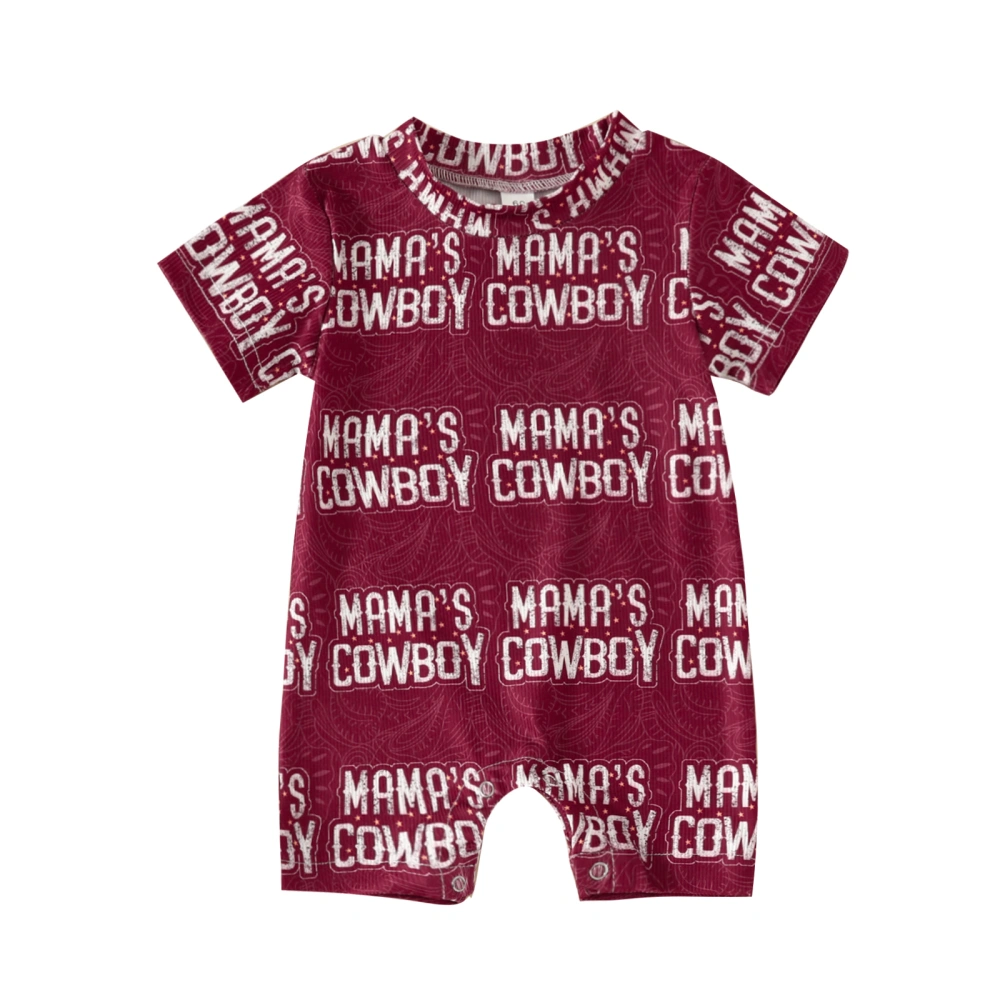 Infant Baby Romper Letter/Cow Head Print Short Sleeve Bodysuits