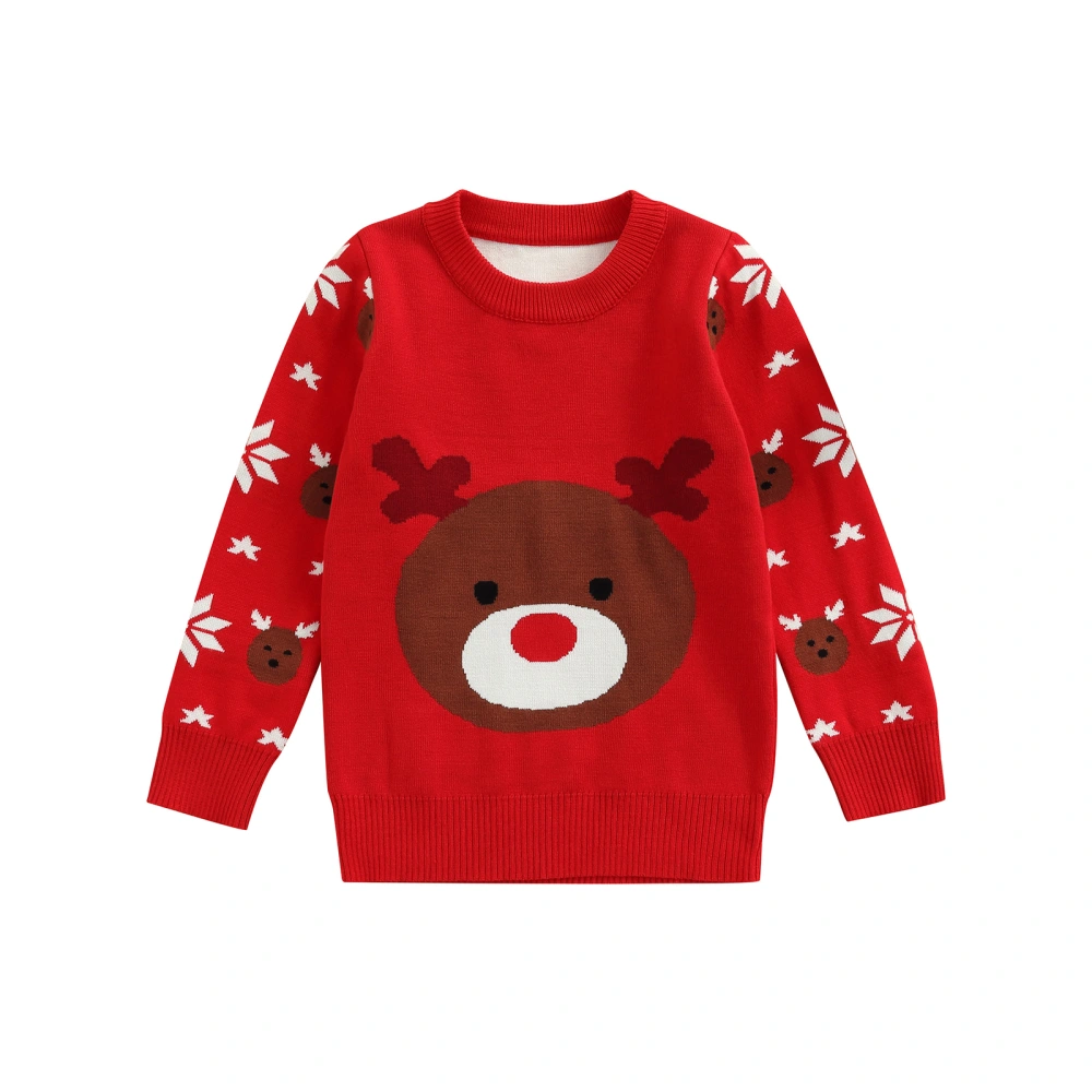 Christmas Toddlers Casual Sweater, Round Collar Pullover Knitwear