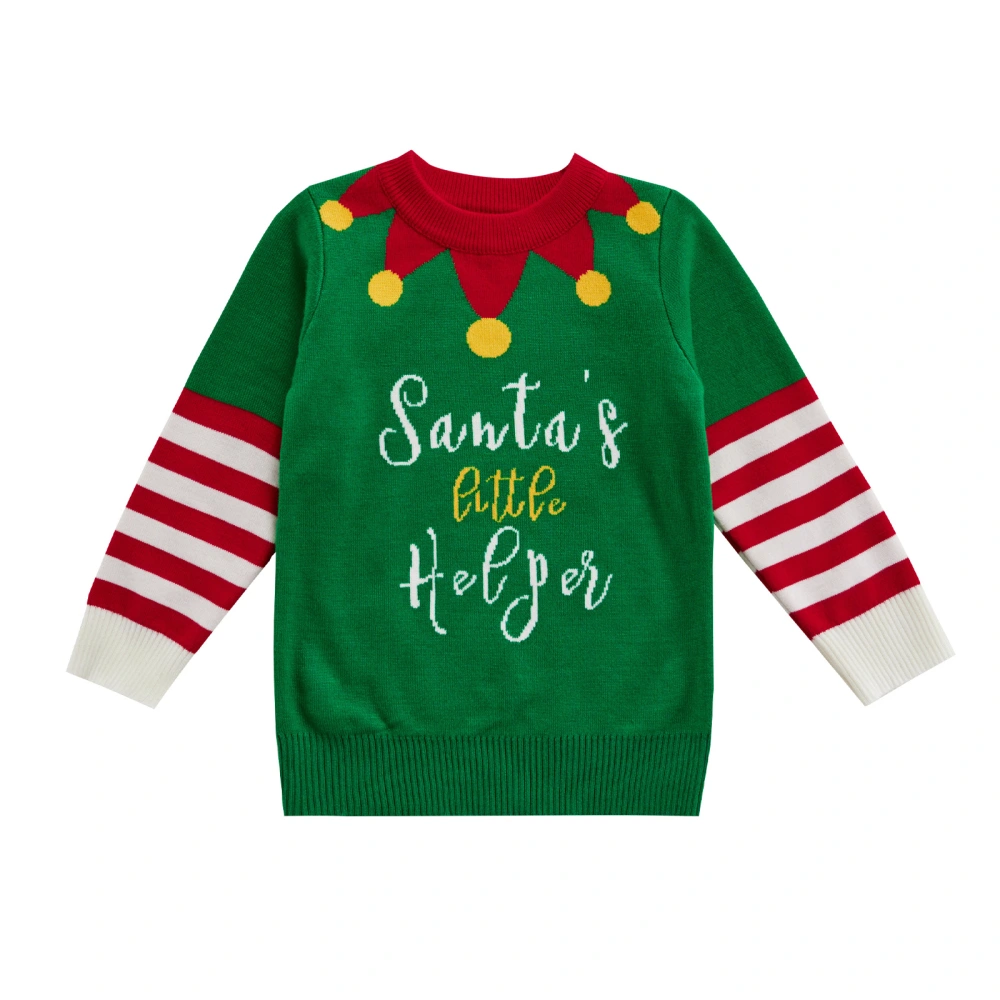 Children’s Christmas Jacquard Round Neck Long Sleeve Pullover Sweater