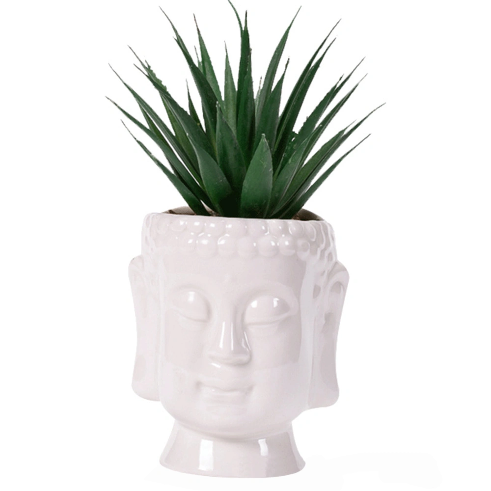 Ceramic Flowerpot, Solid Color Buddhist Shape Garden Pot Desktop Decor