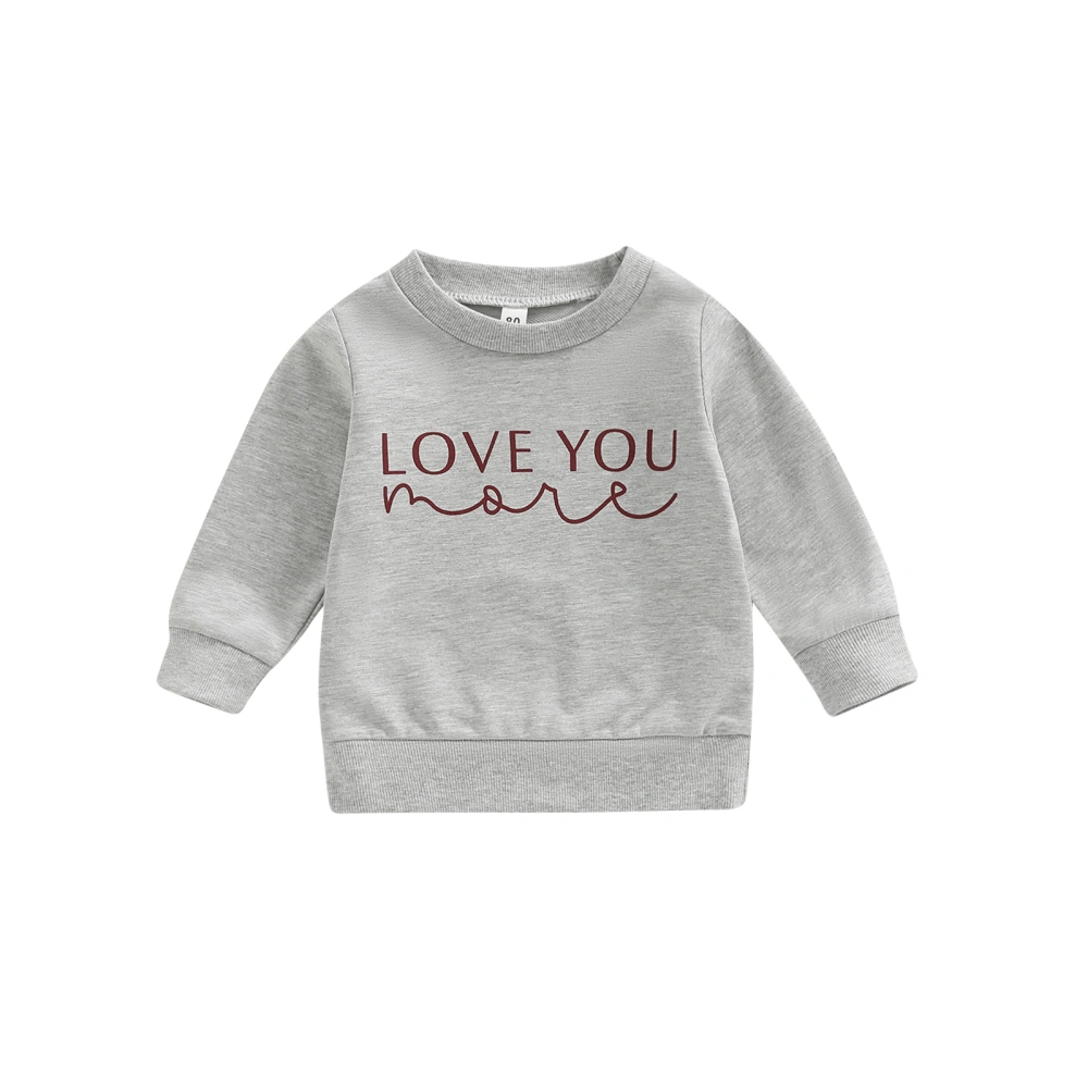 Toddler Girls Autumn Gray Long Sleeve O Neck Letter Print Sweatshirt