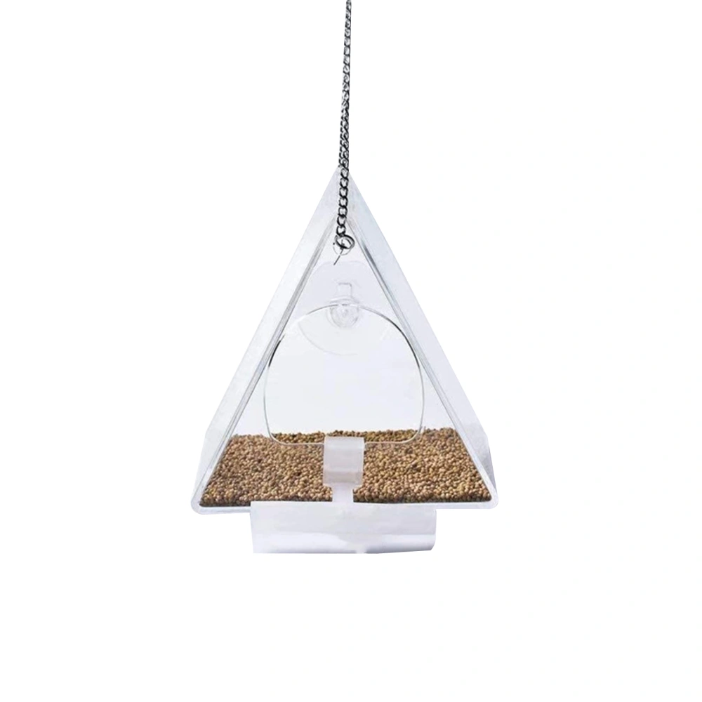 Triangle Transparent Bird Feeder, Waterproof Hanging Food Container