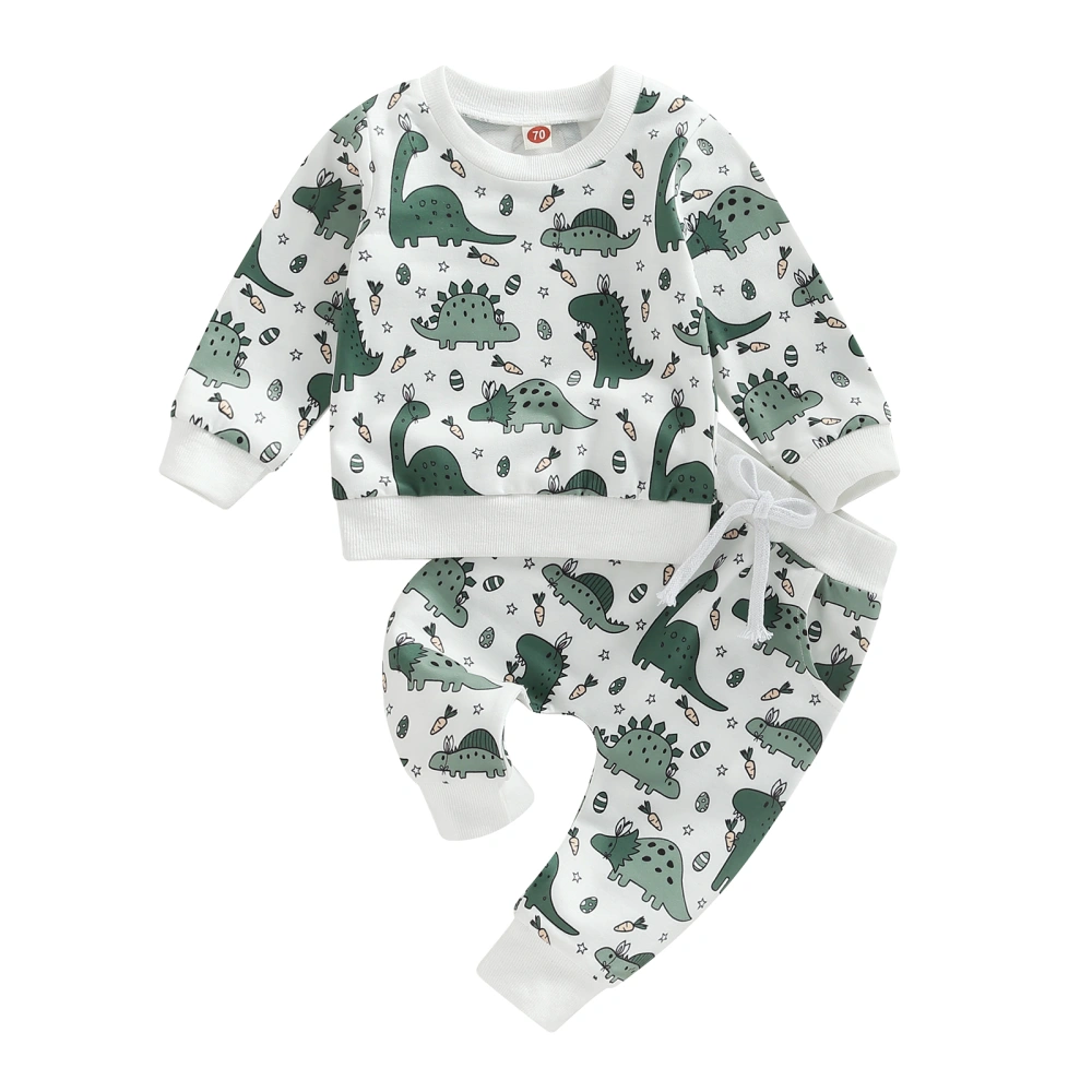 Toddler Boys 2pcs Outfits Dinosaur Print Pullover Shirt and Pants Suit