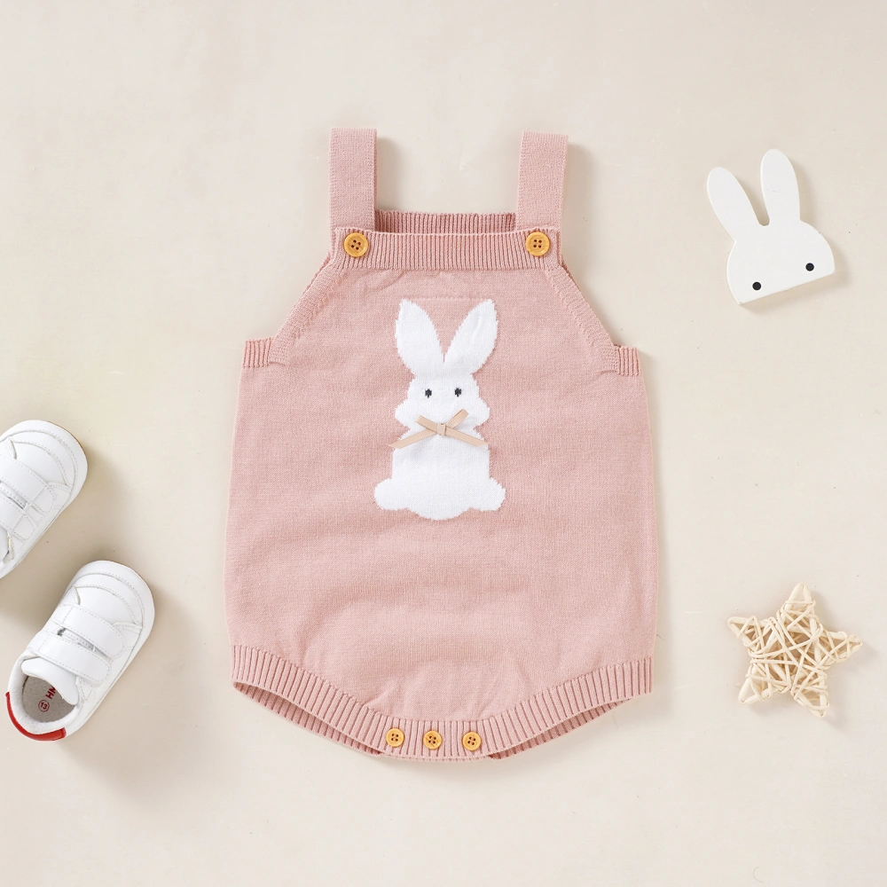 Baby Girls Boys Sleeveless Cartoon Rabbit Print Knitted Romper