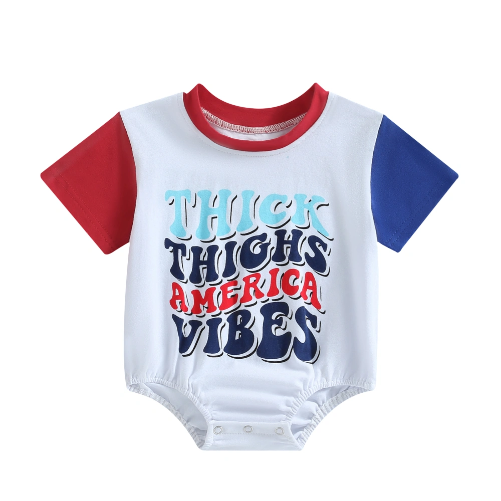 Baby Boys Short Sleeve O Neck Letter Print Contrast Color Playsuit