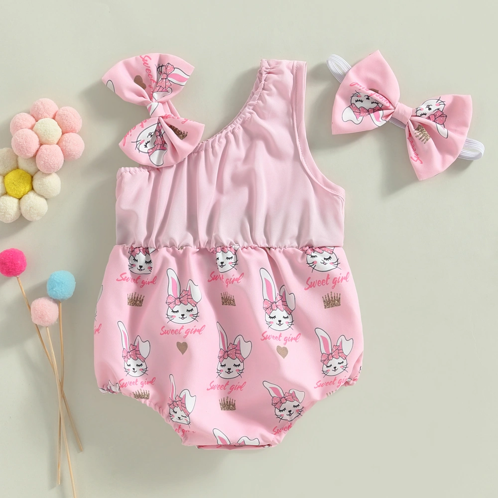 Baby Girls Romper Set Rabbit/Butterfly/Flower Print Romper + Hairband