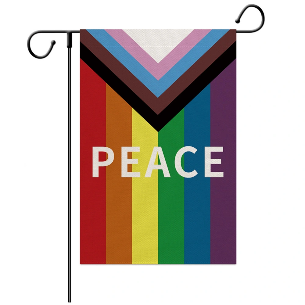 Spring Linen Garden Flags Rainbow Stripe Seasonal Banner Yard Sign 