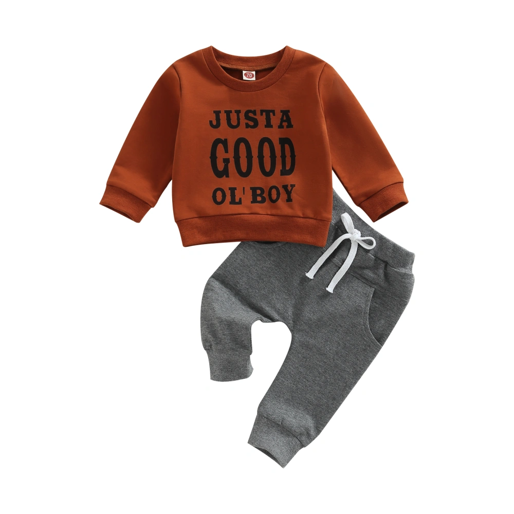 Baby Boys Pants Set Letters Print Sweatshirt Elastic Waist Sweatpants